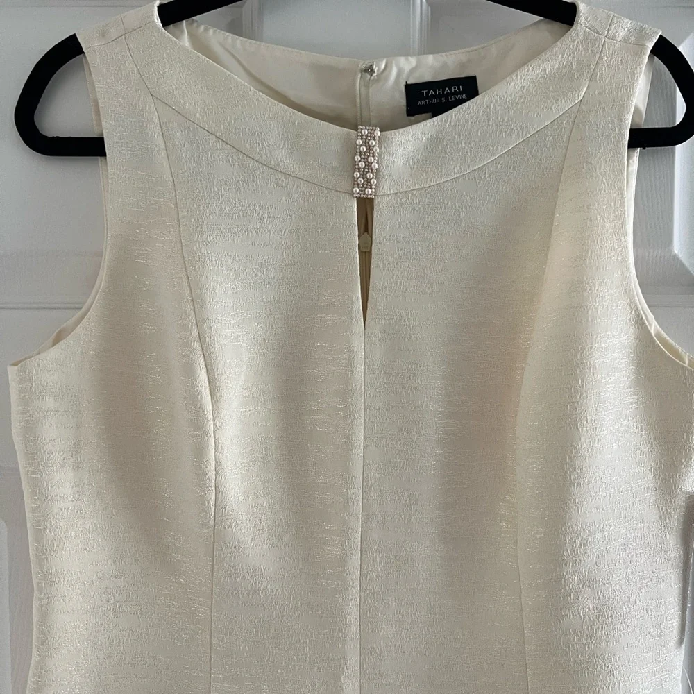 Elegant Pale Yellow Sleeveless Dress TAHARI New with Tags Size 12 - Picture 5 of 9